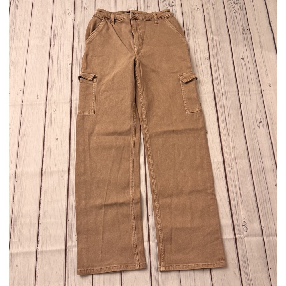 Hollister Ultra High Rise Dad Carpenter Jeans Womens W25R Brown‎ Utility Pants